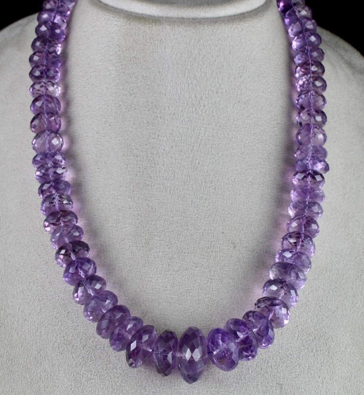 NATURAL AMETHYST BEADS FACETED ROUND 1 L 1005 CARATS GEMSTONE FASHION NECKLACE