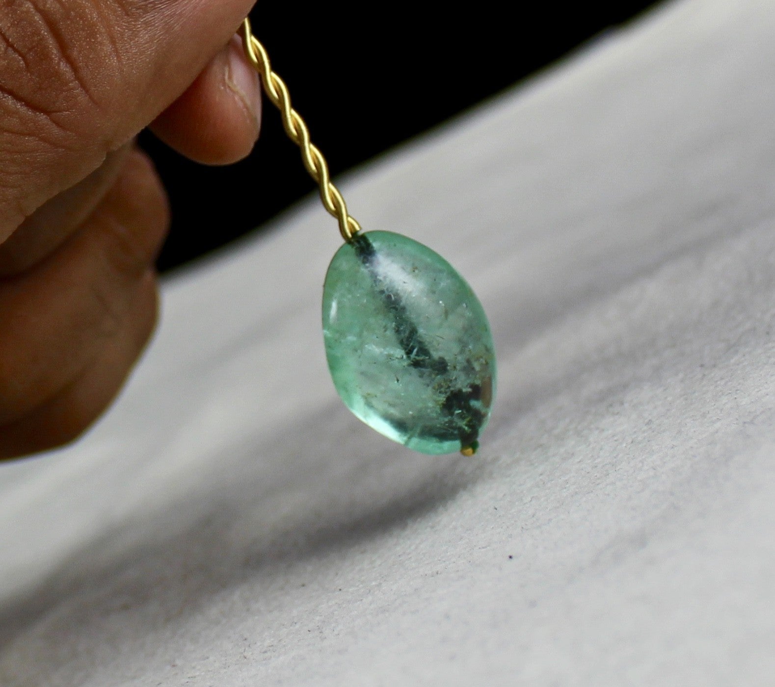 Certified Antique Natural Colombian Emerald Beads 75ct 23mm Gemstone Pendant