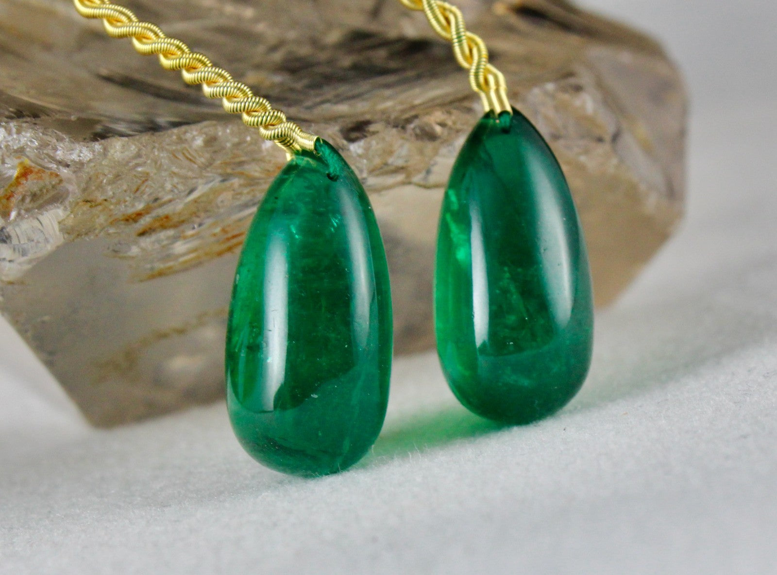 Certified Natural Emerald Tear Drop 35.54 Ct Loose Gemstone Pair Design Earrings