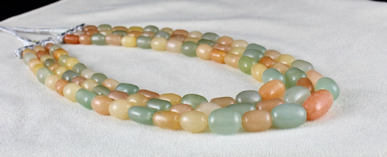 Vintage Necklace Natural Orange Quartz Aventurine Jade 677ct Gemstone Beads