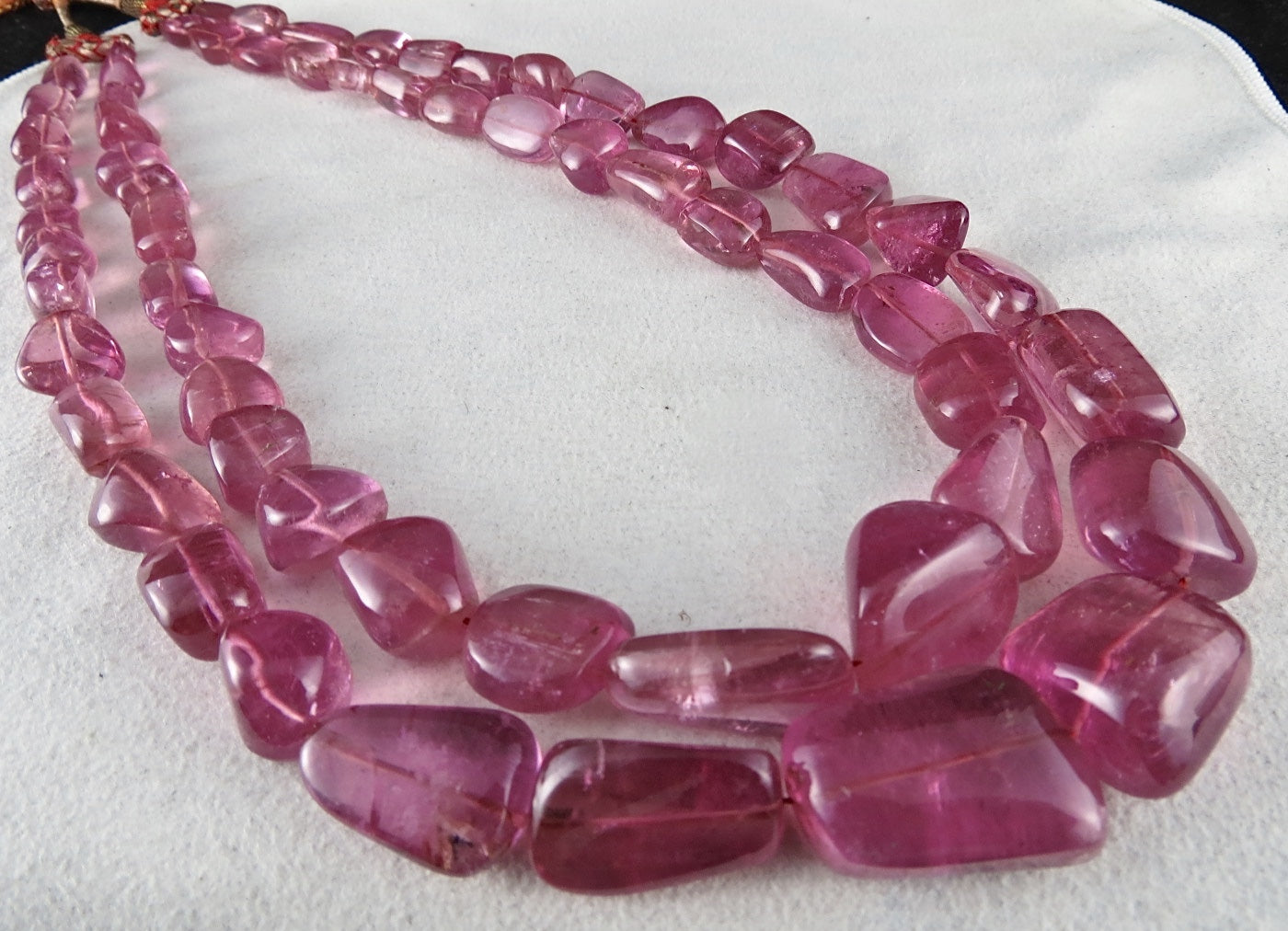 Certified Pink Tourmaline 908 Ct Beads Tumble Gemstone Necklace