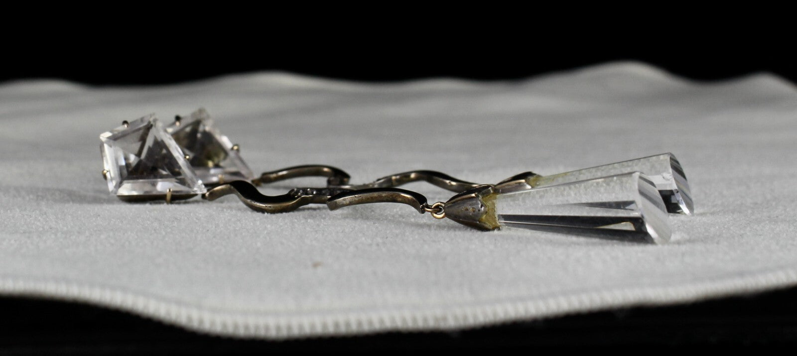 Natural Rock Crystal Quartz 75.7ct Natural Diamond 18k Gold 925 Silver Earrings