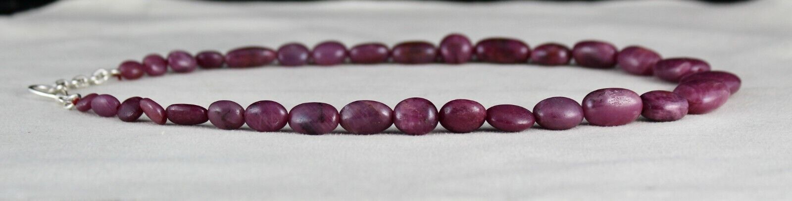 NATURAL UNHEATED RUBY BEADS NUGGET 1 LINE 363 CARATS GEMSTONE SILVER NECKLACE