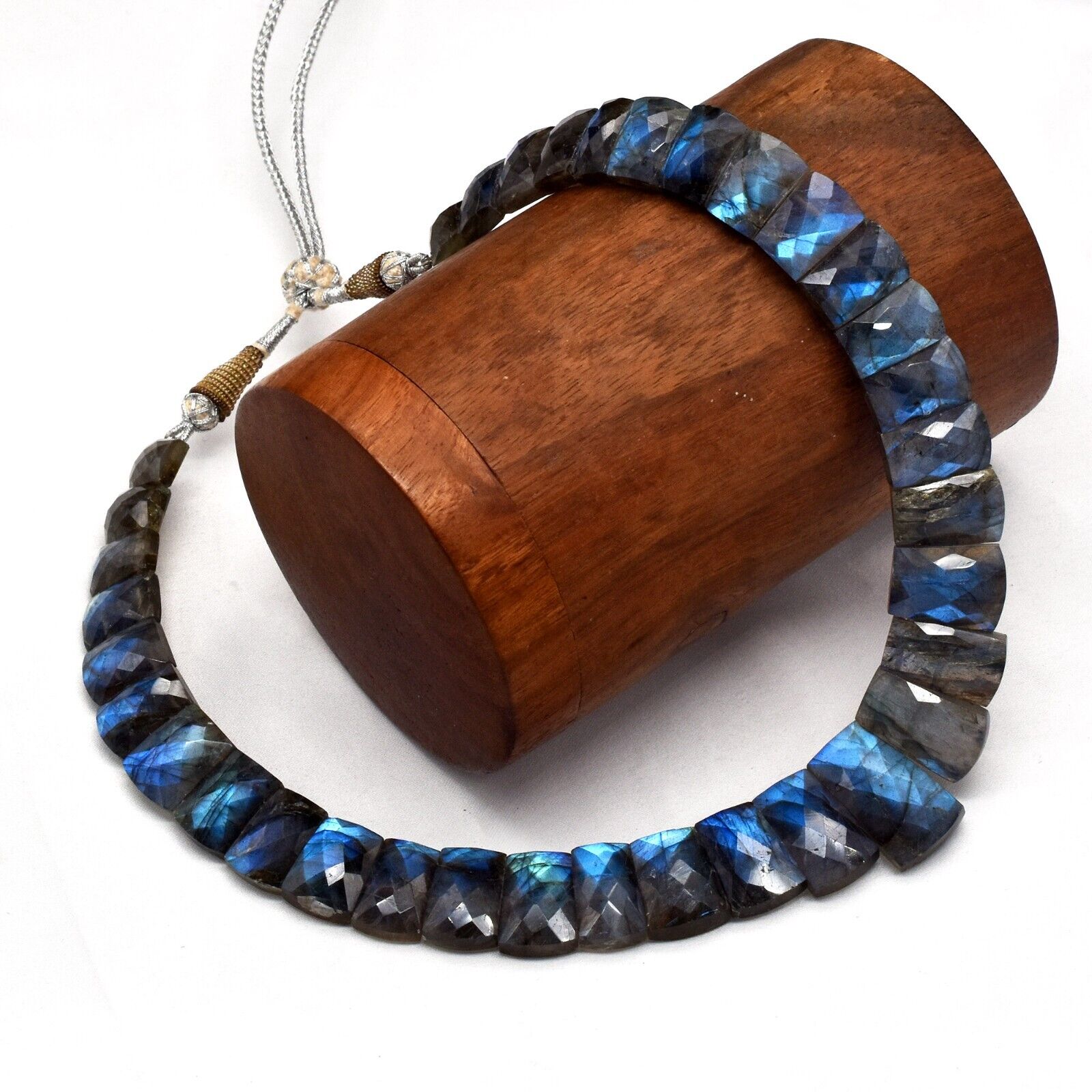 Natural Black labradorite Flat Cut 398 Ct Fine Gemstone Semi Precious Necklace