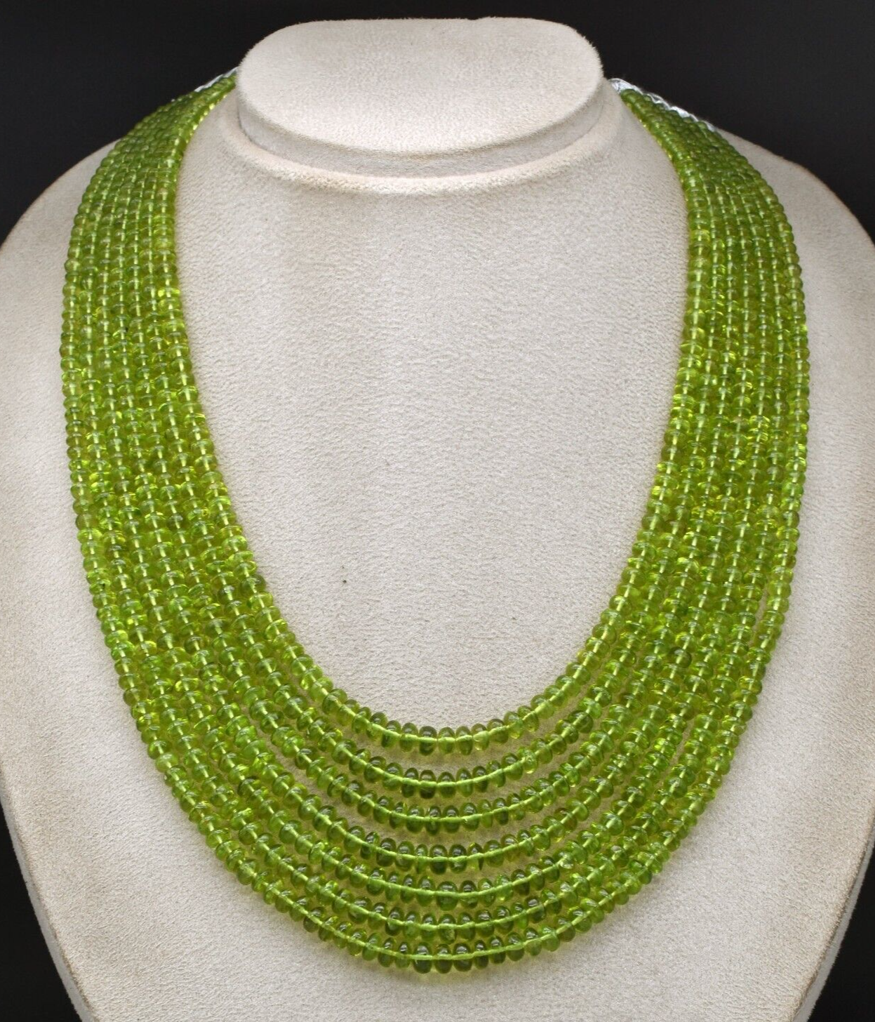 Certified Natural Peridot 965 Ct Round Beads Green Gemstone Necklace