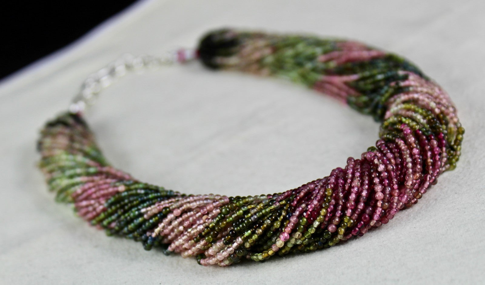 Certified Multi Color Natural Tourmaline 580ct Bunch Sterling Silver Necklace