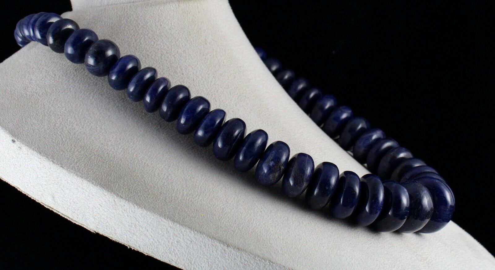 NATURAL BLUE JADE BEADS ROUND GEMSTONE 1 LINE 2085 CARATS LADIES SILVER NECKLACE