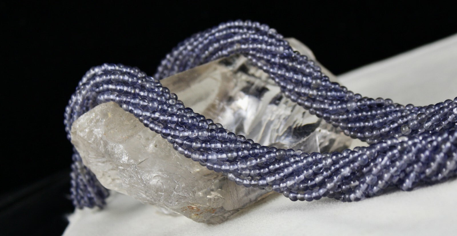 Natural Blue Iolite Beads Round 12 L 621 Ct Gemstone Sterling Silver Necklace