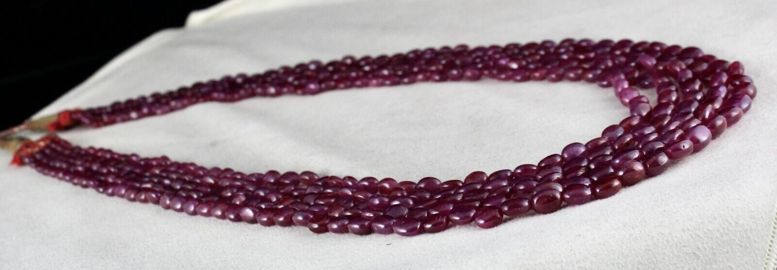 Natural Unheated Ruby Beaded Necklace 5 Line 586 Carats Drilled Gemstone String