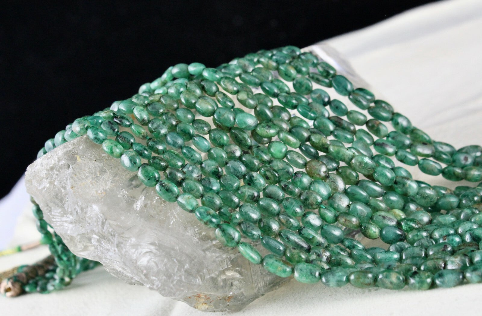 Certified Natural Emerald Beads Necklace 560 Ct Vintage Gemstone String Women