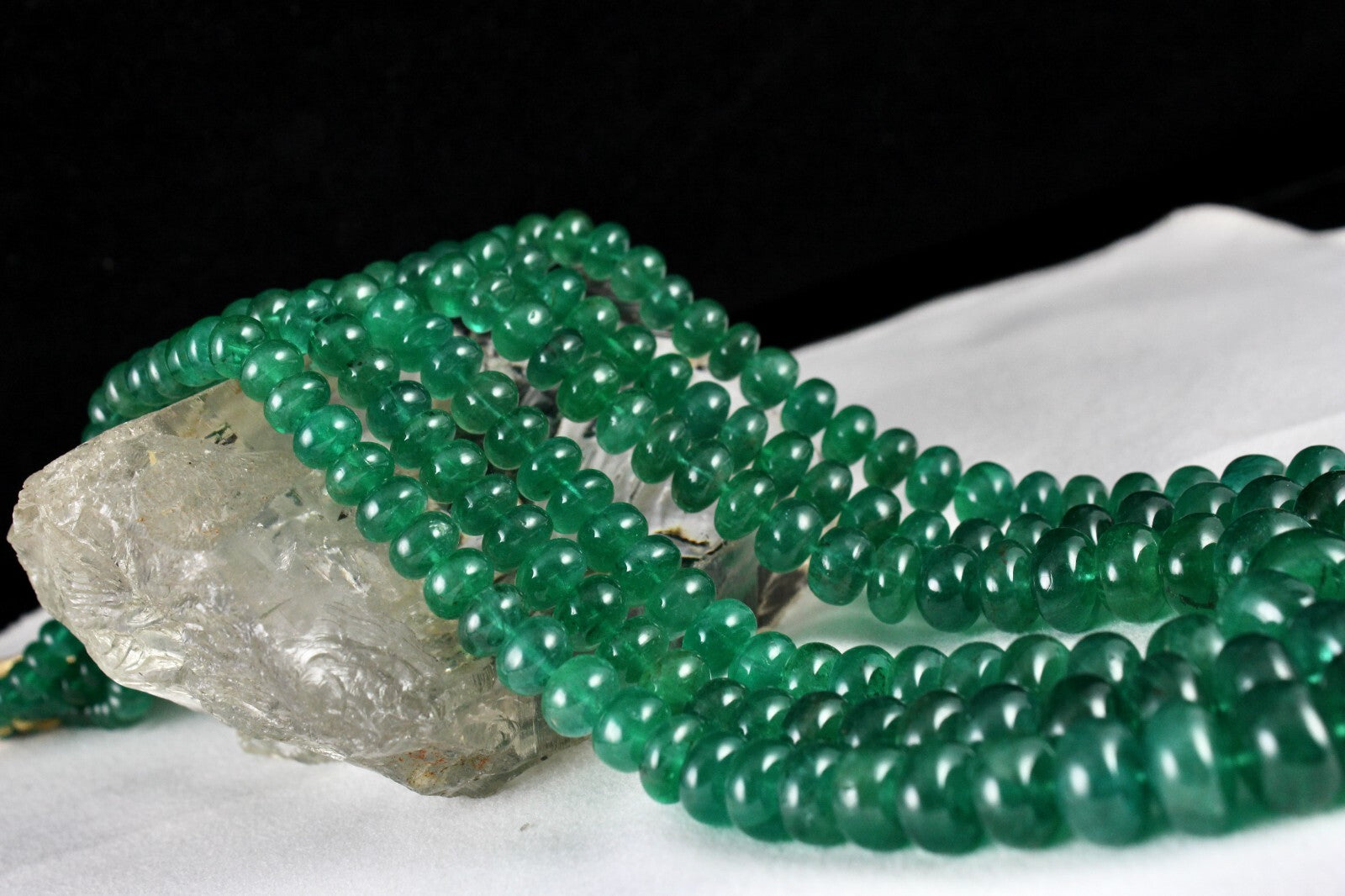 Certified Natural Emerald Round Beads Necklace 1073 Ct Certified Stones