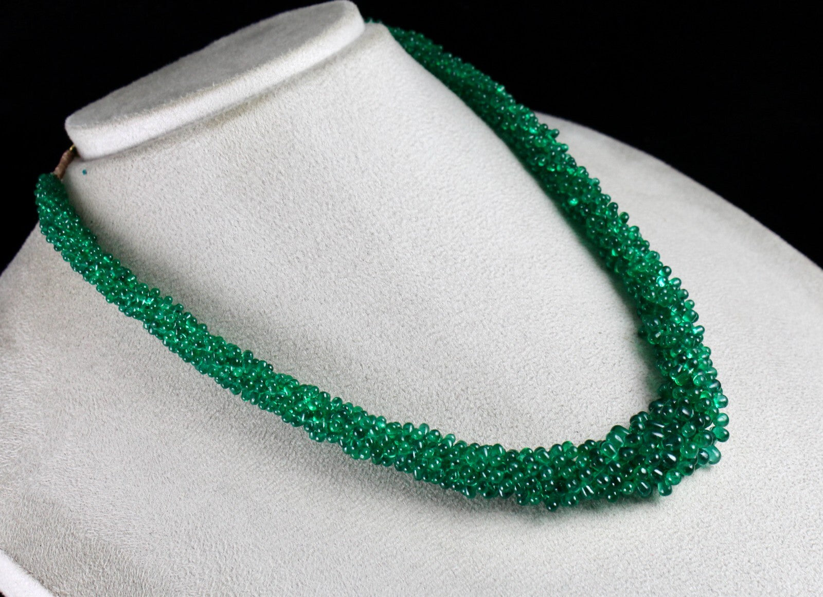 Certified Natural Zambia Emerald Teardrop 280 Ct Drilled Bead 18k Gold Necklace