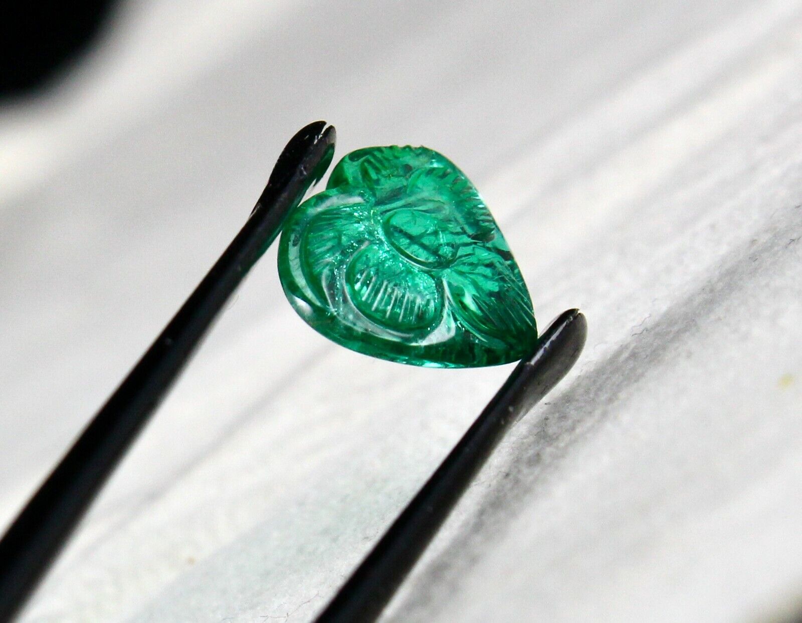 11X12 MM NATURAL ZAMBIAN EMERALD CARVED HEART SHAPE 3 CARATS GEMSTONE FOR RING