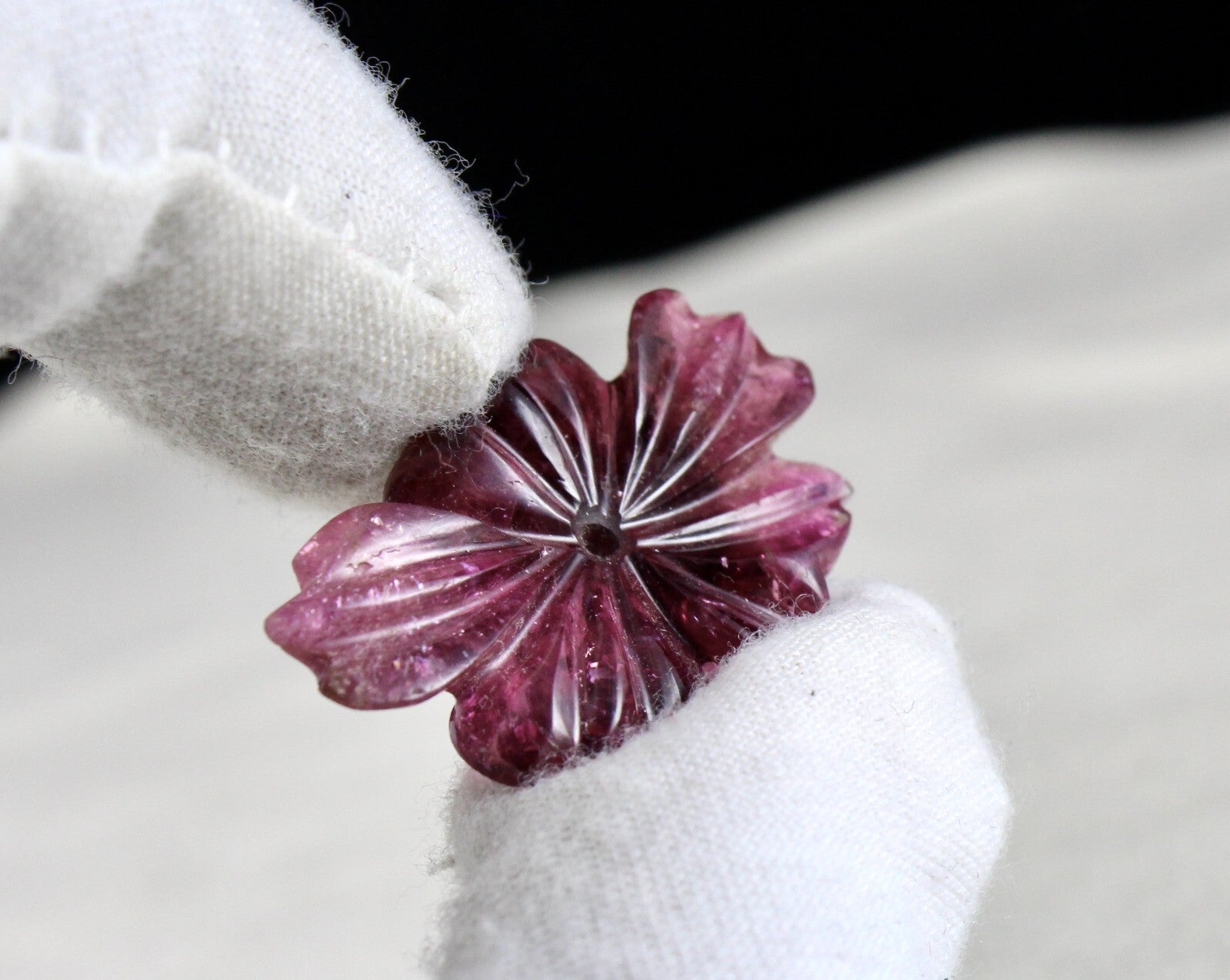 Natural Tourmaline 22.69 Ct Carved Flower Gemstone For Ring Pendant Design