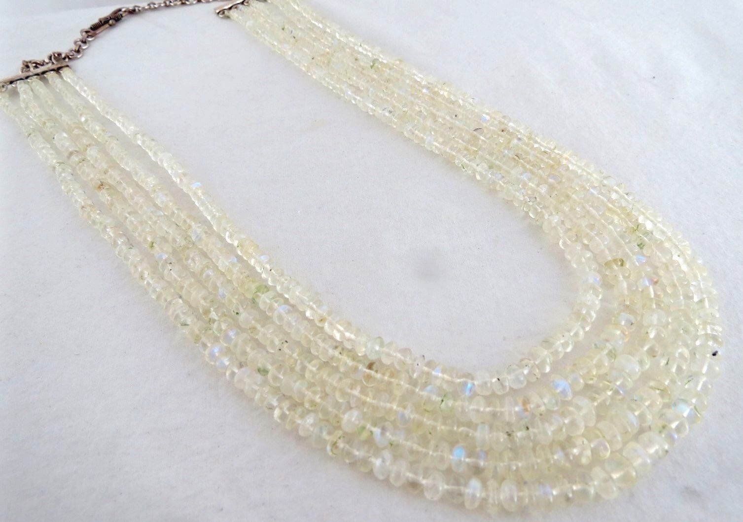 NATURAL RAINBOW MOONSTONE BEADS ROUND 626 CTS GEMSTONE NECKLACE WITH SILVER HOOK