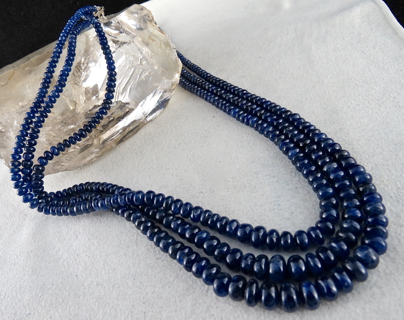 Certified Natural Blue Sapphire Beads Necklace 461 Ct Vintage Gemstone Round