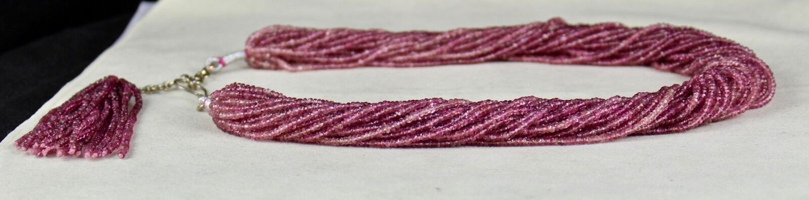 NATURAL PINK TOURMALINE BEADS FACETED 915 CTS GEMSTONE LADIES SILVER NECKLACE