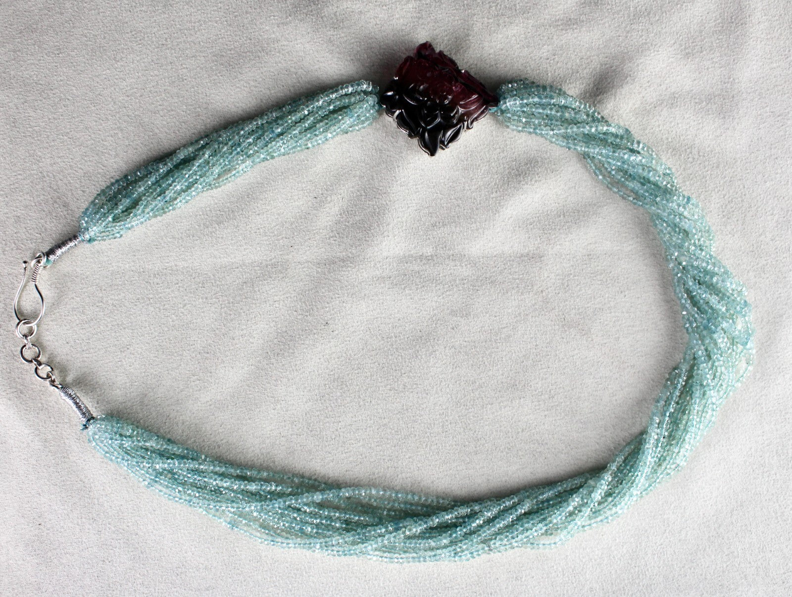 Certified Natural Aquamarine 542ct Beads Tourmaline Designer Gemstone Necklace