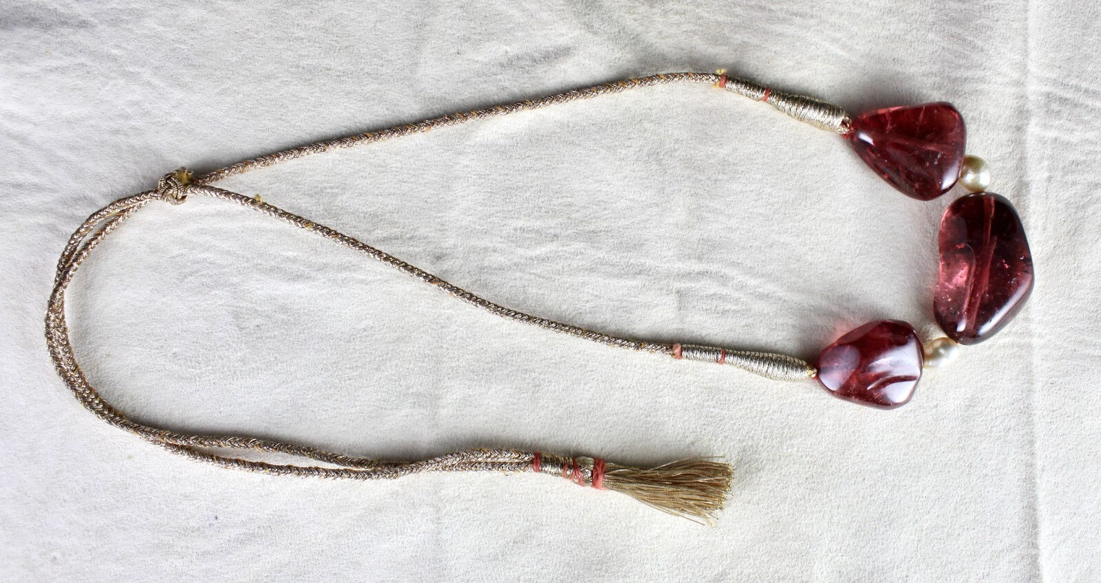 Certified Antique Natural Tourmaline 220 Ct & Pearl Beads Unique Choker Necklace