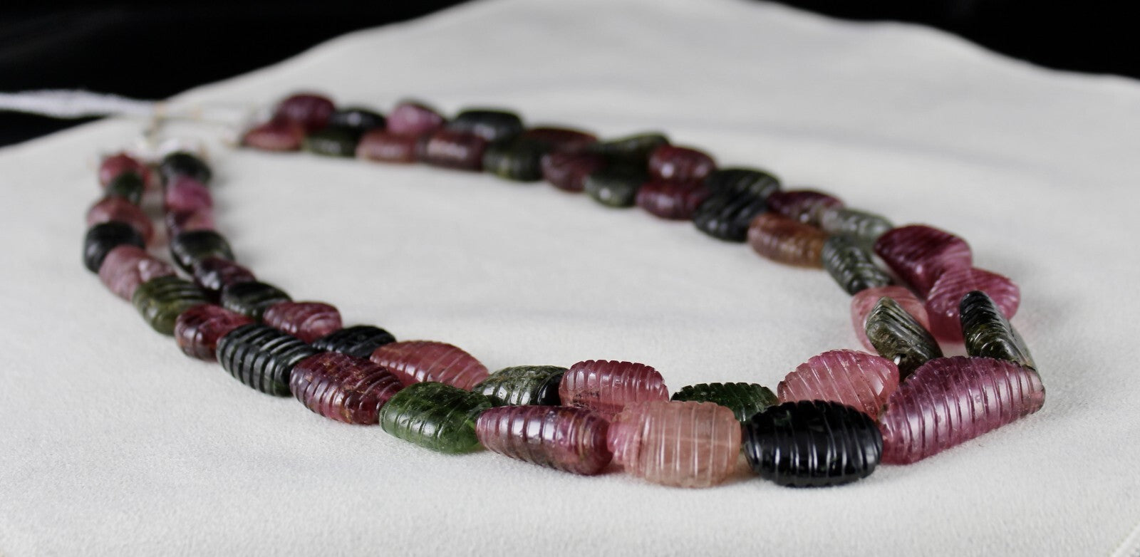 Certified Old Natural Multi Tourmaline 33mm Carved Beads 1062ct Necklace