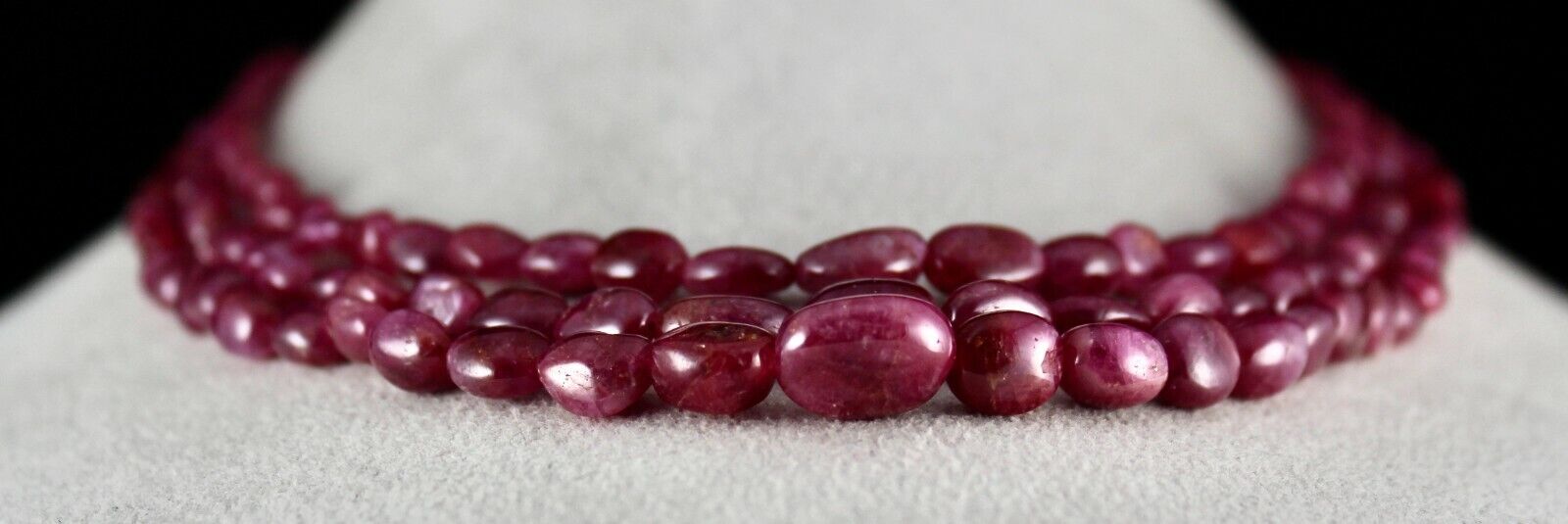 Certified Natural Ruby Beads 3 L 417 Cts Long Cabochon Gemstone Fashion Necklace