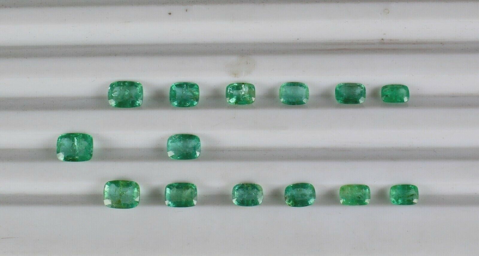 Certified Natural Emerald Cushion Cut 14 Pc 13.13 Ct Loose Gemstone Design Set
