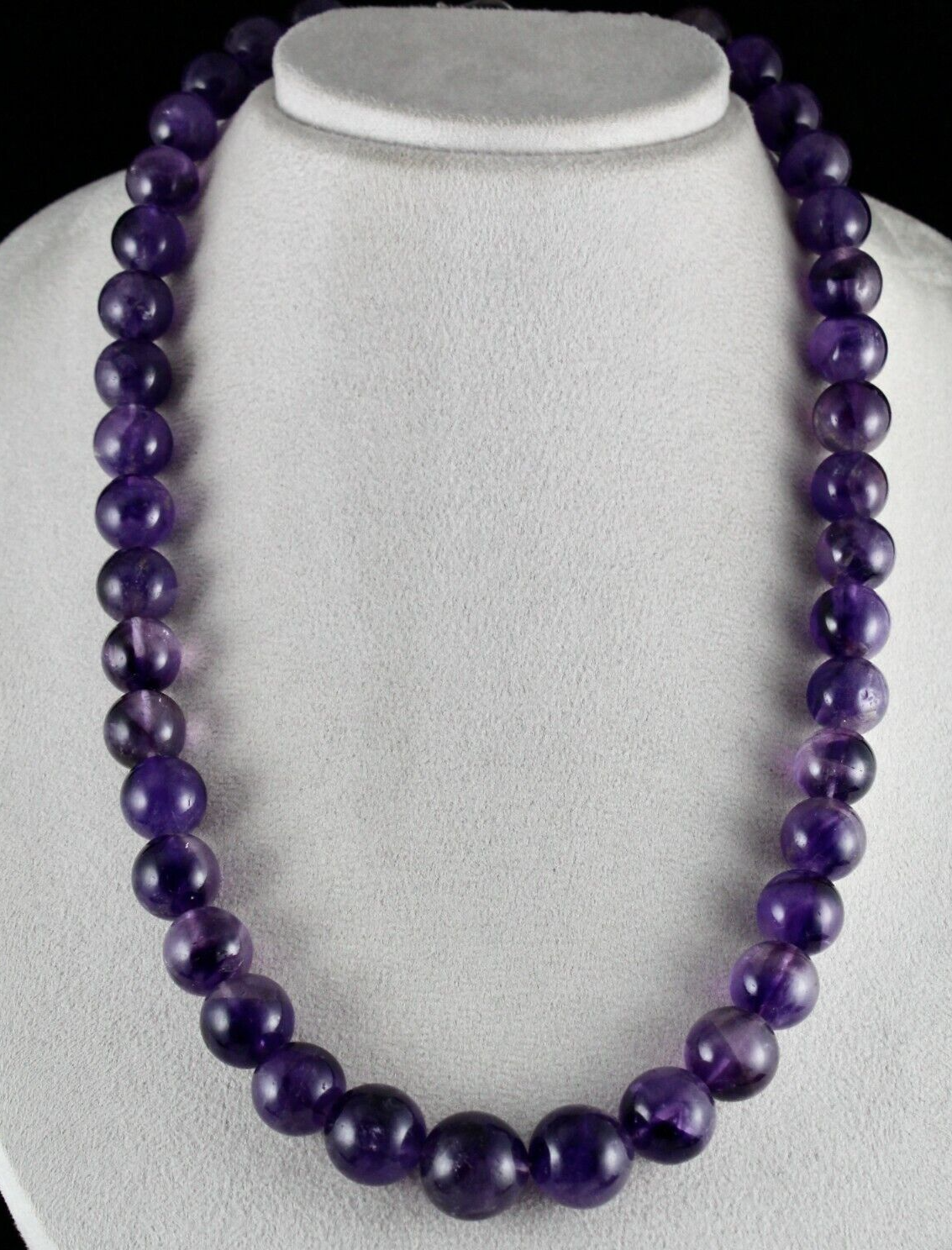 Natural Amethyst Beaded Necklace 1 Line 846 Carats Big Round Gemstone Strings