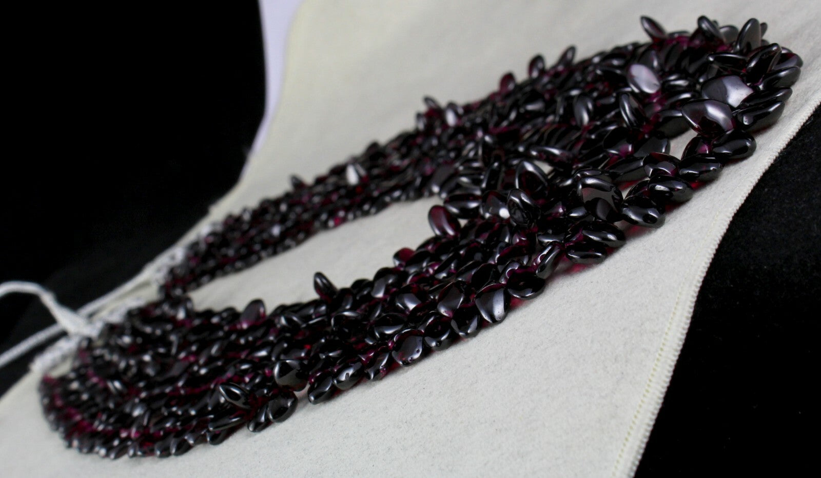 Fine Necklace 1451 Ct Natural Pink Garnet Beads Fancy Leaves 4 Line Gemstone