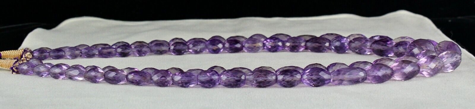 NATURAL AMETHYST BEADS OVAL FACETED 2 LINE 843 CARATS GEMSTONE FASHION NECKLACE