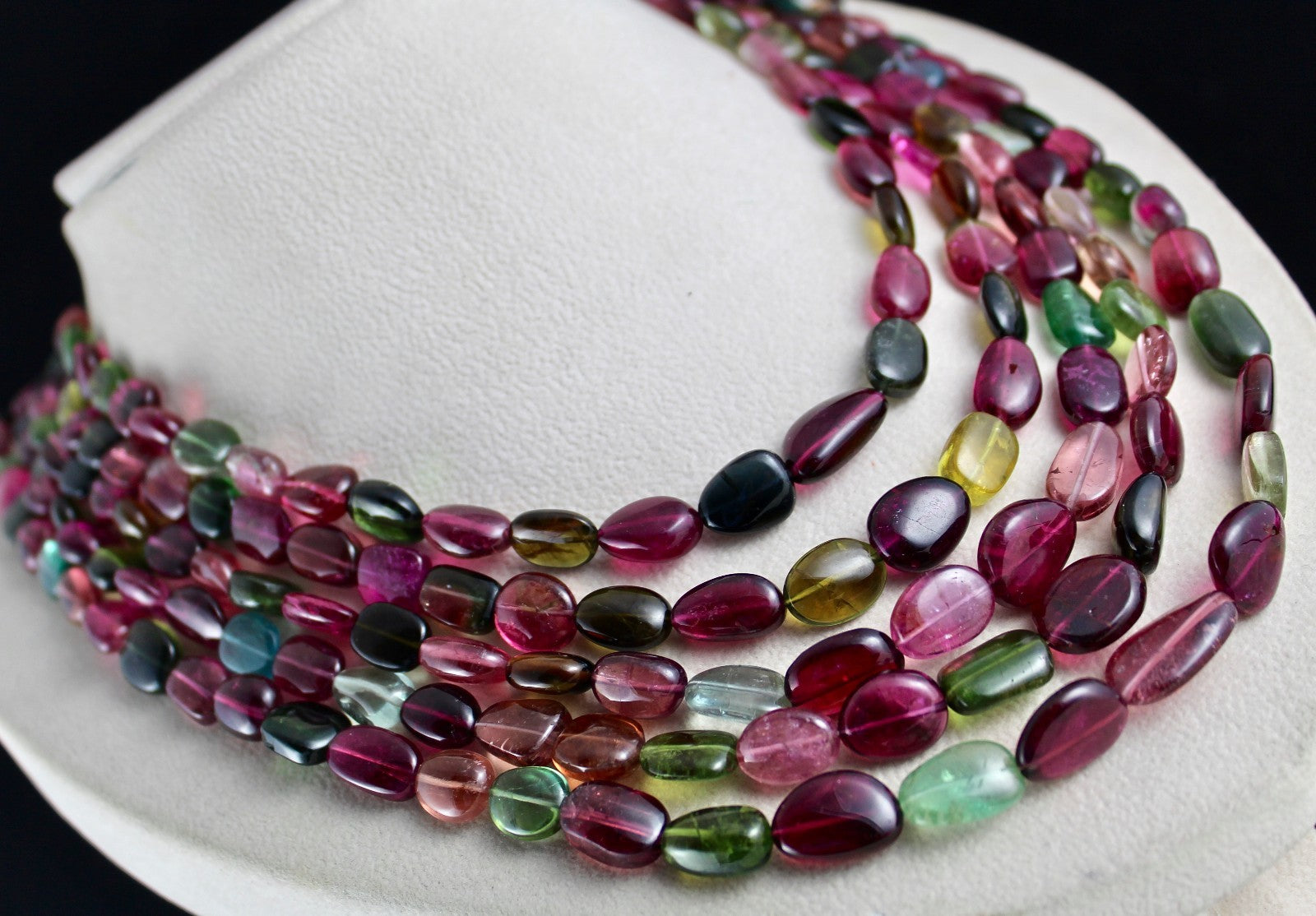 Certified Natural Watermelon Tourmaline Beads Necklace 5l 1253 Ct Gemstone Piece