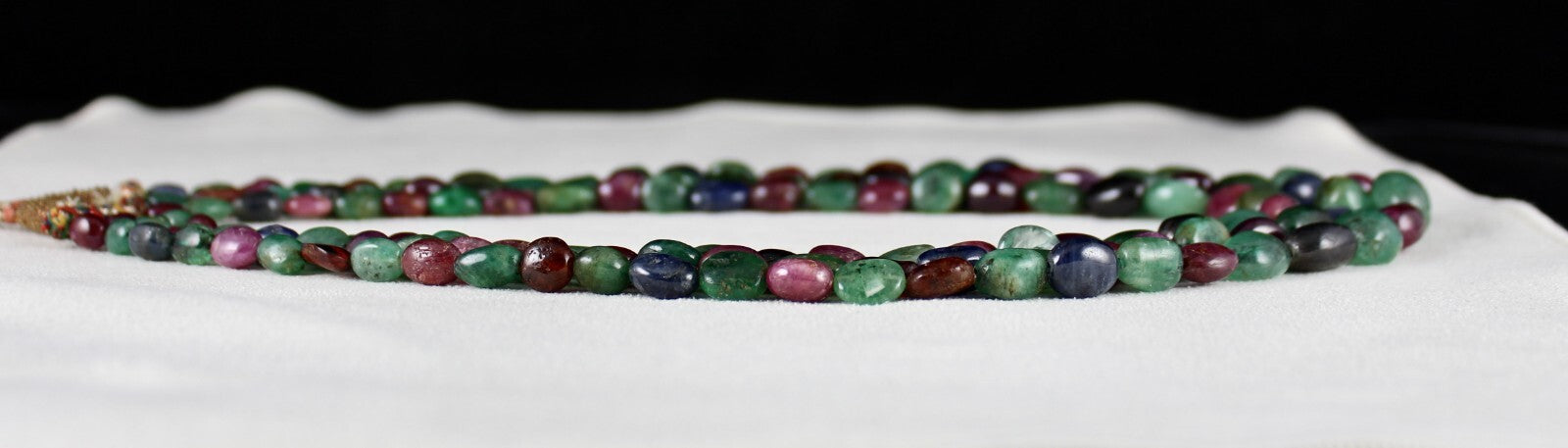 Certified Multi Natural Emerald Ruby Sapphire Beads 572ct Necklace
