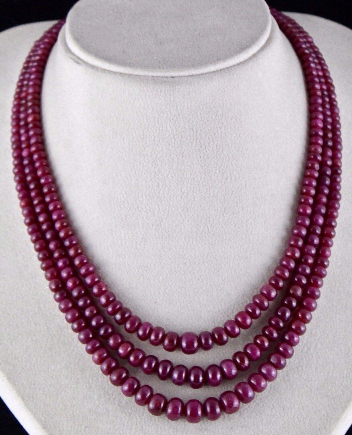 NATURAL UNTREATED RUBY BEADS ROUND 3 LINE 602 CARATS GEMSTONE LADIES NECKLACE