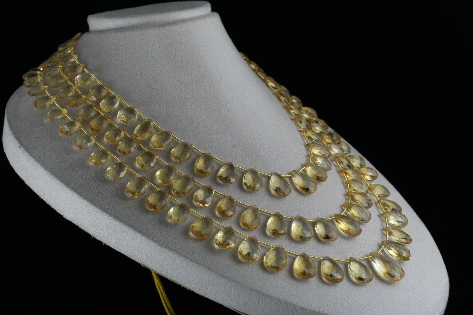 Yellow Natural Citrine Teardrop 3 L 810 Ct Gemstone Fashion Statement Necklace