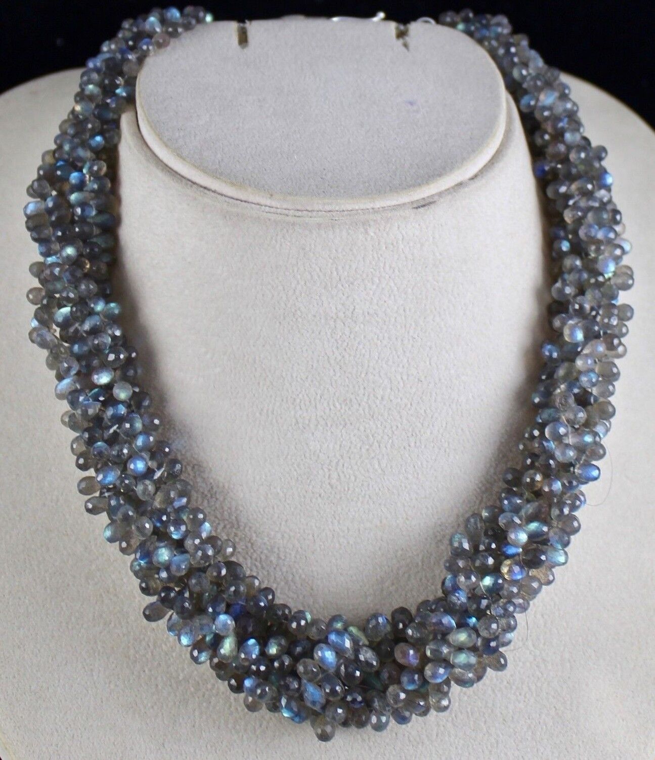 Natural Labradorite Teardrop 5 L 693 Ct Grey Gemstone Party Silver Necklace