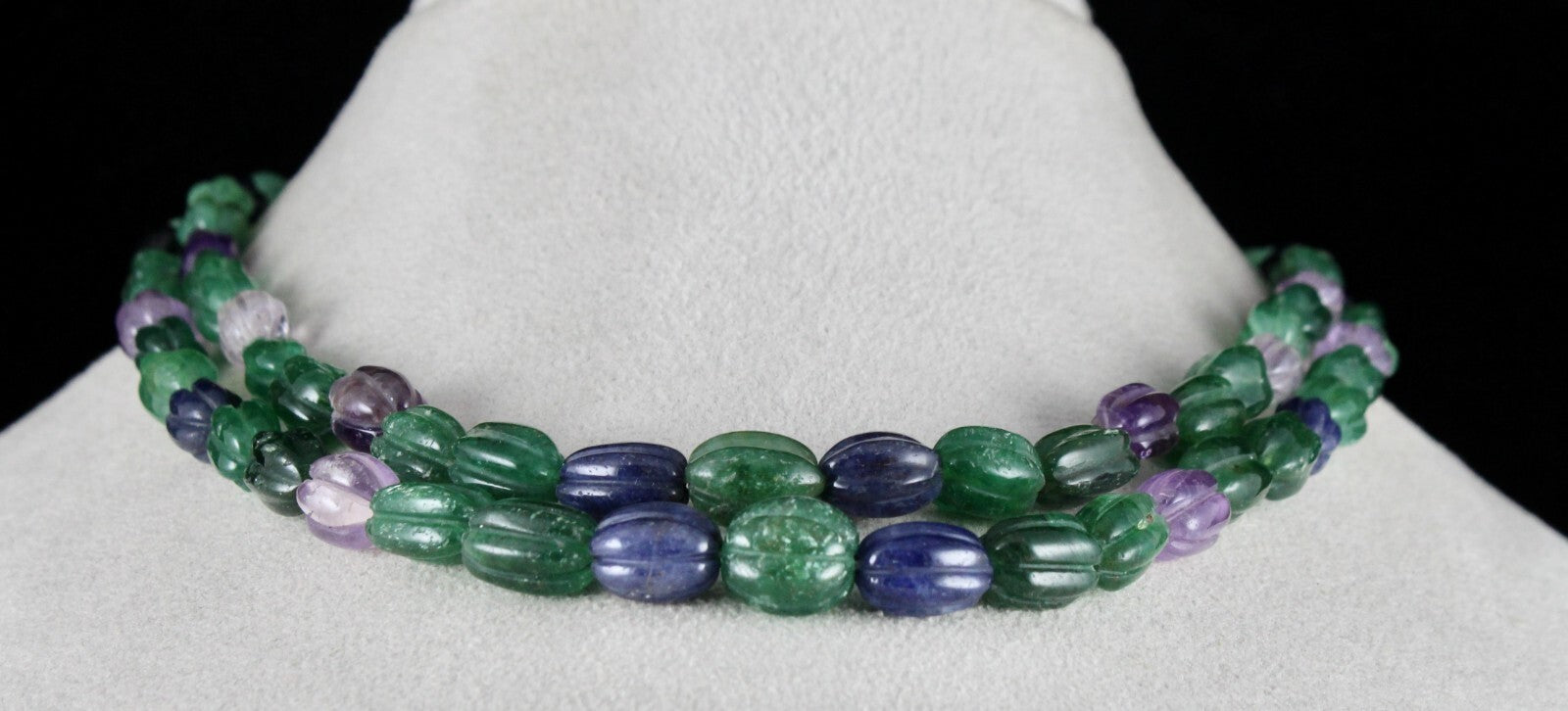 Multi Mix Carved Semi-precious Beads 397ct Gemstone Fashion Necklace