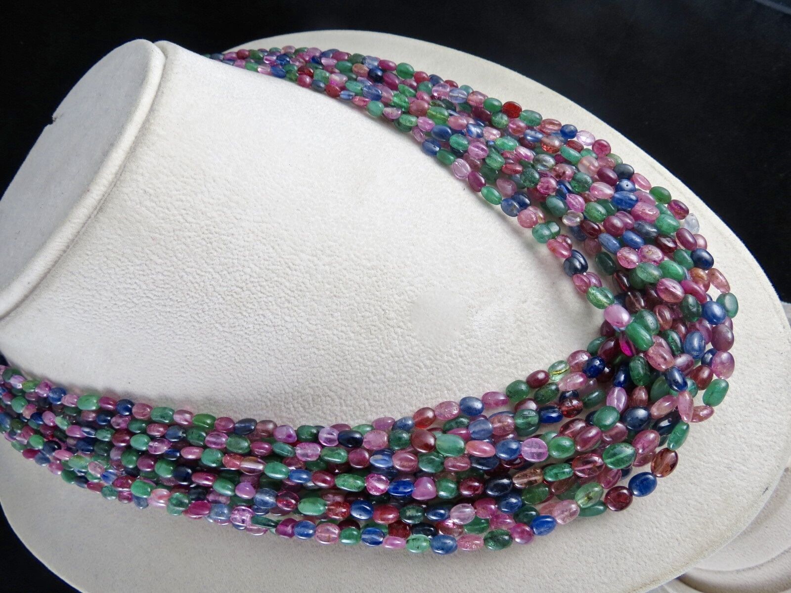 NATURAL EMERALD RUBIES BLUE SAPPHIRE SPINEL BEADS LONG 995 CTS GEMSTONE NECKLACE
