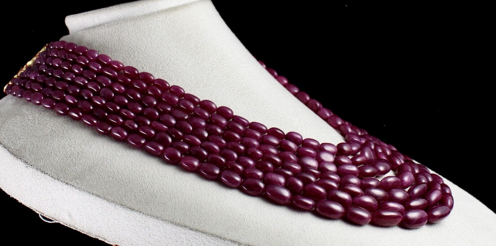 Certified Natural Ruby Beads Cabochon 7L 1781 Ct Red Gemstone Important Necklace