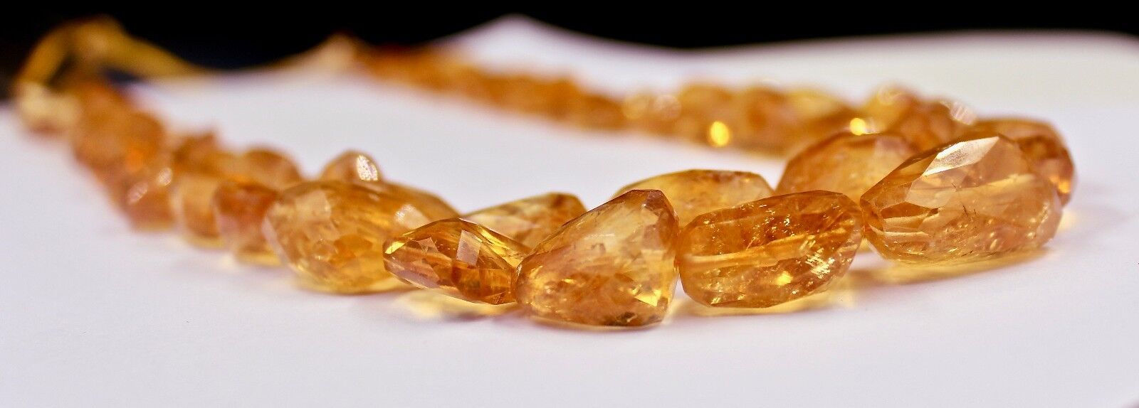 Natural Yellow Citrine Beads Faceted Nugget 2 L 699 Ct Gemstone Fashion Necklace