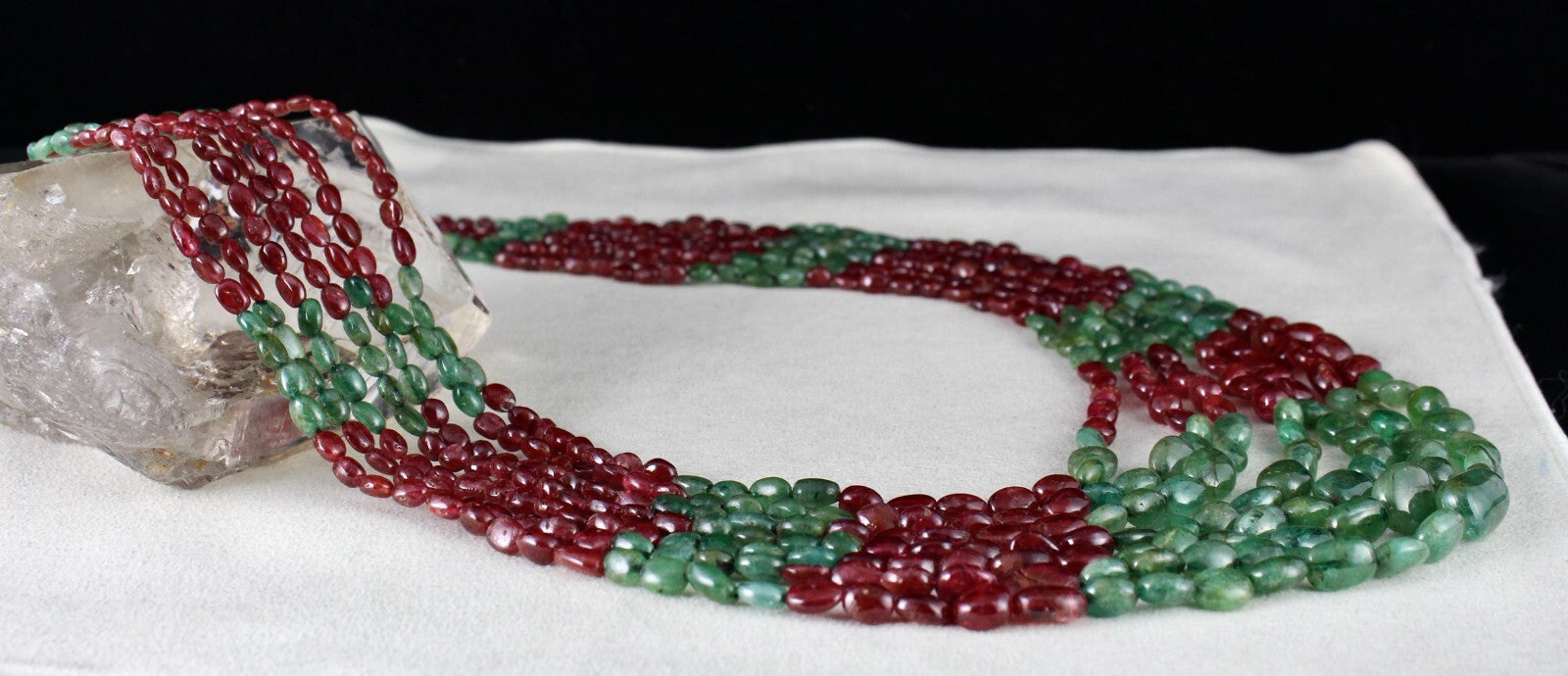 Certified Vintage Natural Spinel 724 Ct Emerald Beads Cabochon Necklace