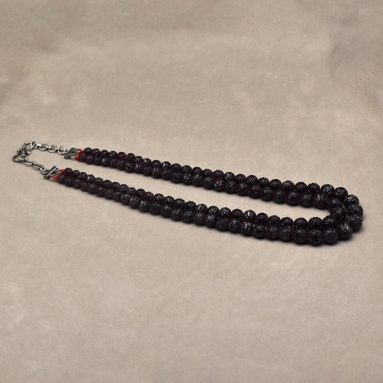 Certified Vintage Natural Garnet Beads 649 Ct Sterling Silver Necklace