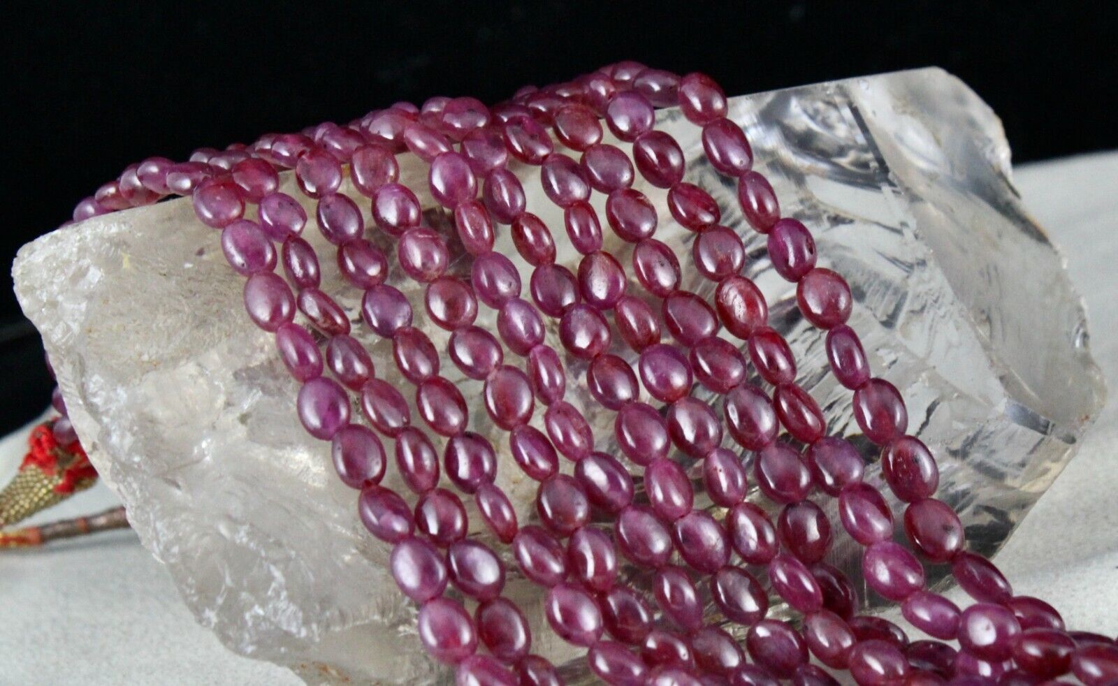 Natural Unheated Ruby Beaded Necklace 5 Line 586 Carats Drilled Gemstone String
