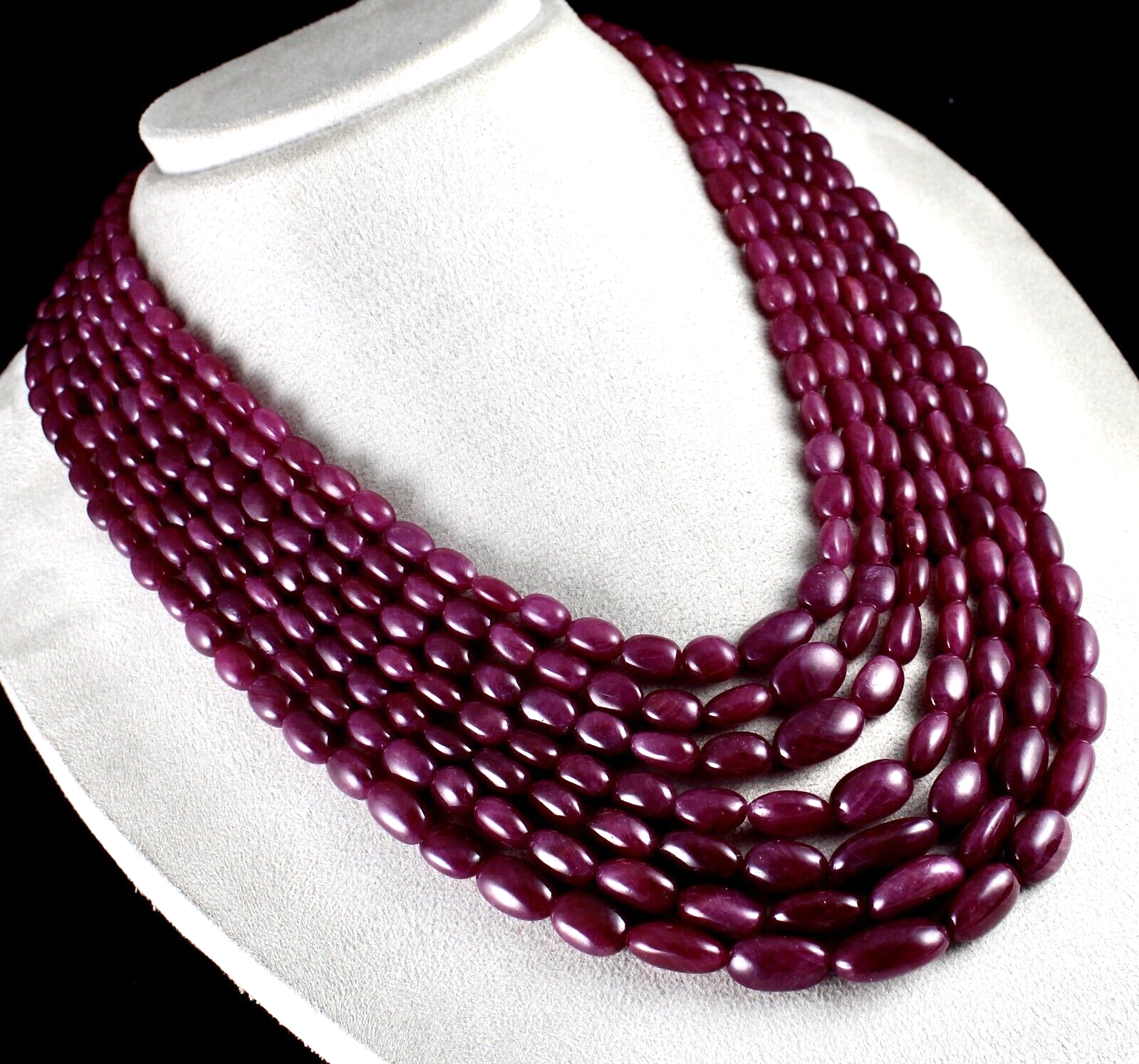 Certified Natural Ruby Beads Cabochon 7L 1781 Ct Red Gemstone Important Necklace