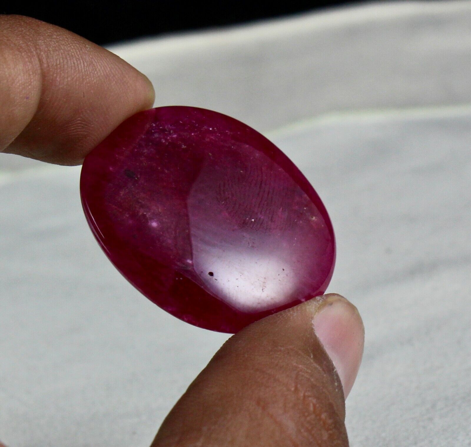 NATURAL HEATED MOZAMBIQUE RUBY OVAL CAB 37X32 MM 90 CARATS GEMSTONE RING PENDANT