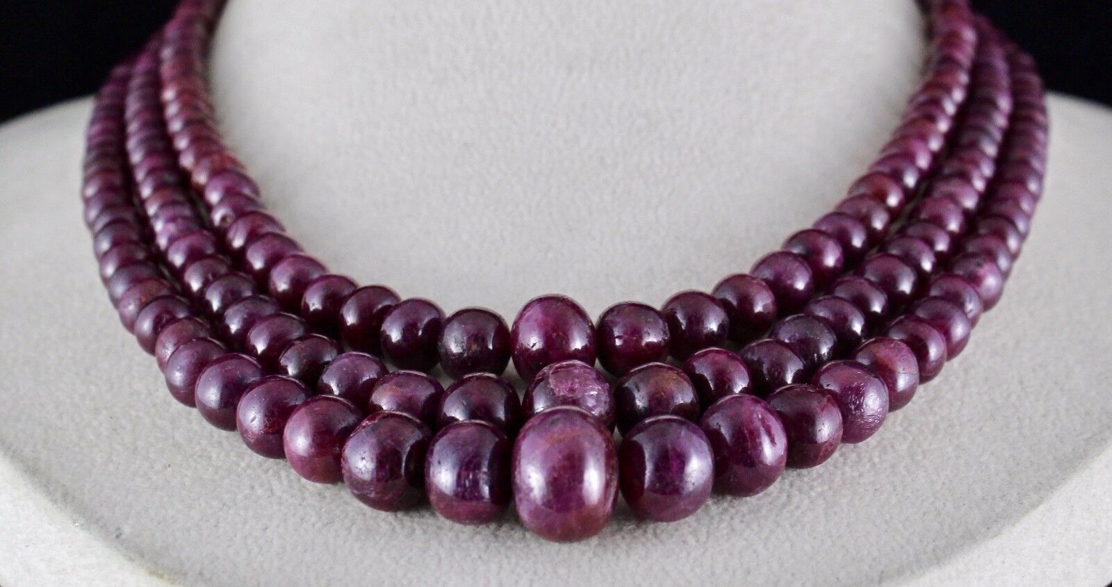 NATURAL UNTREATED RUBY BEADS ROUND GEMSTONE 15 MM 861 CARATS LADIES NECKLACE