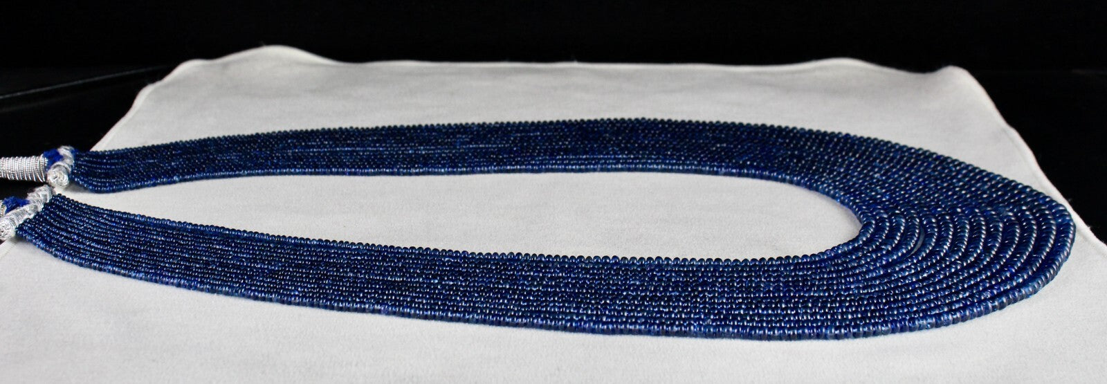 Certified Natural Blue Sapphire Beads Necklace, 13 L 906 Ct Burma Gemstone