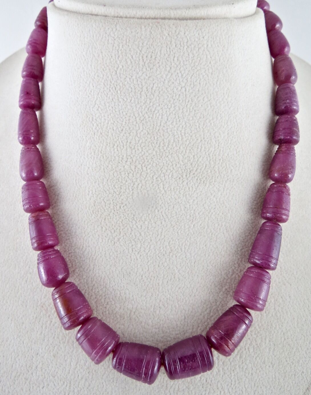 NATURAL UNHEATED RUBY BEADS CARVED 1 LINE 443 CARATS GEMSTONE WITH METAL CLASP