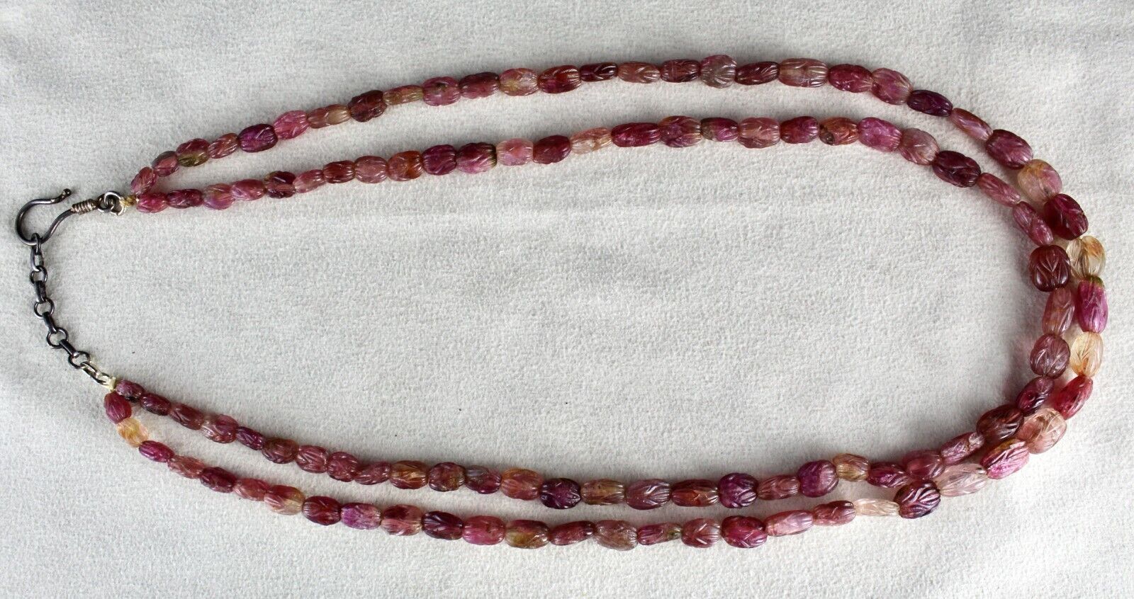 OLD NATURAL MULTI TOURMALINE RUBELLITE CARVED BEADS 323 CARATS GEMSTONE NECKLACE