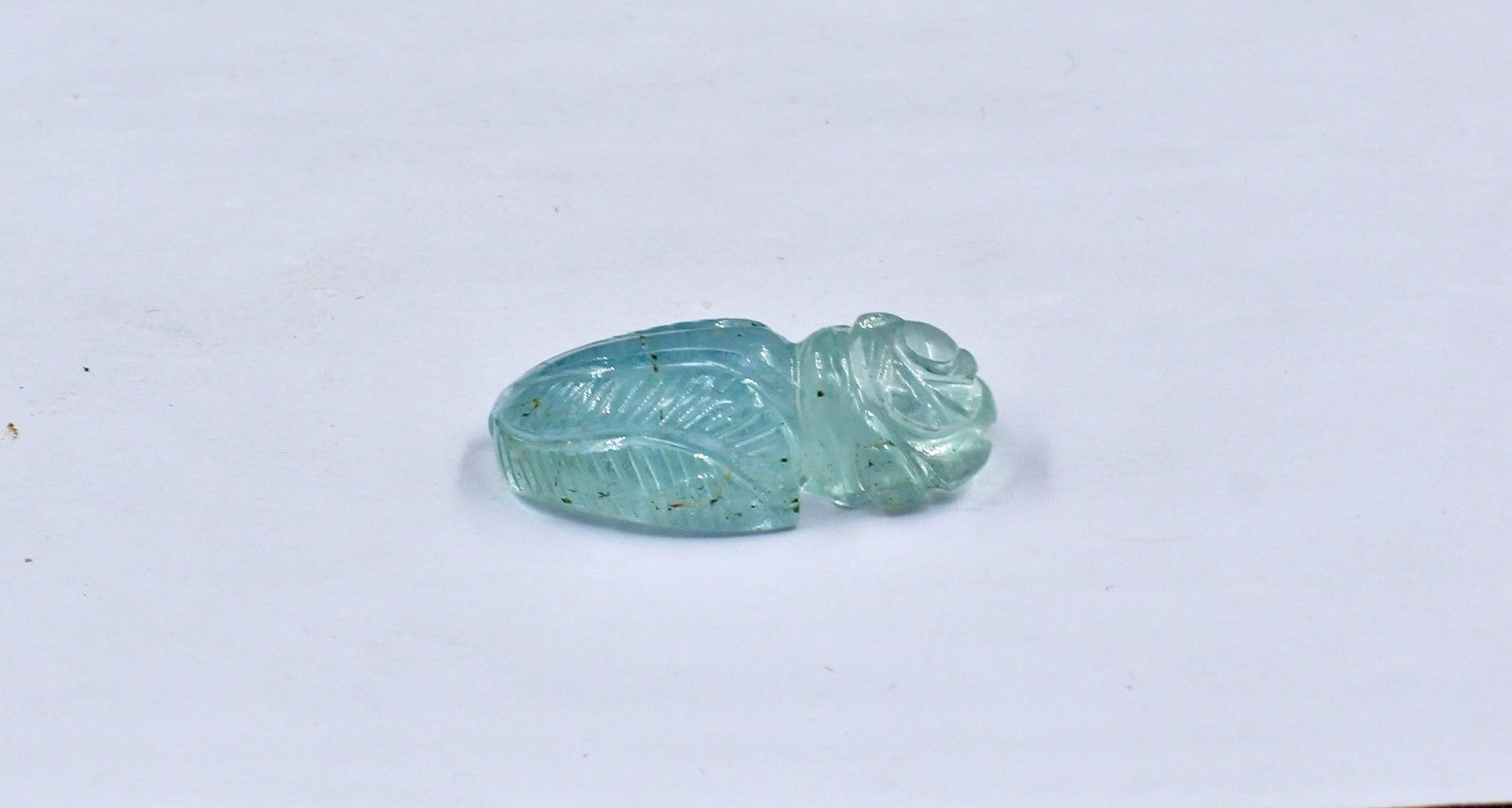 Natural Aquamarine 27mm 21ct Carved Gemstone Ring Pendant