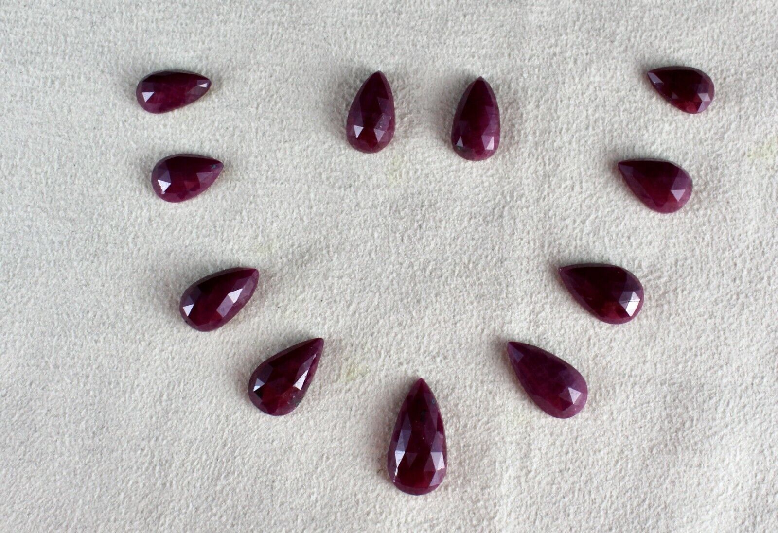 Natural Ruby Set Pear Cut 11 Pcs 69.58 Carats Untreated Gemstone Fine Designing