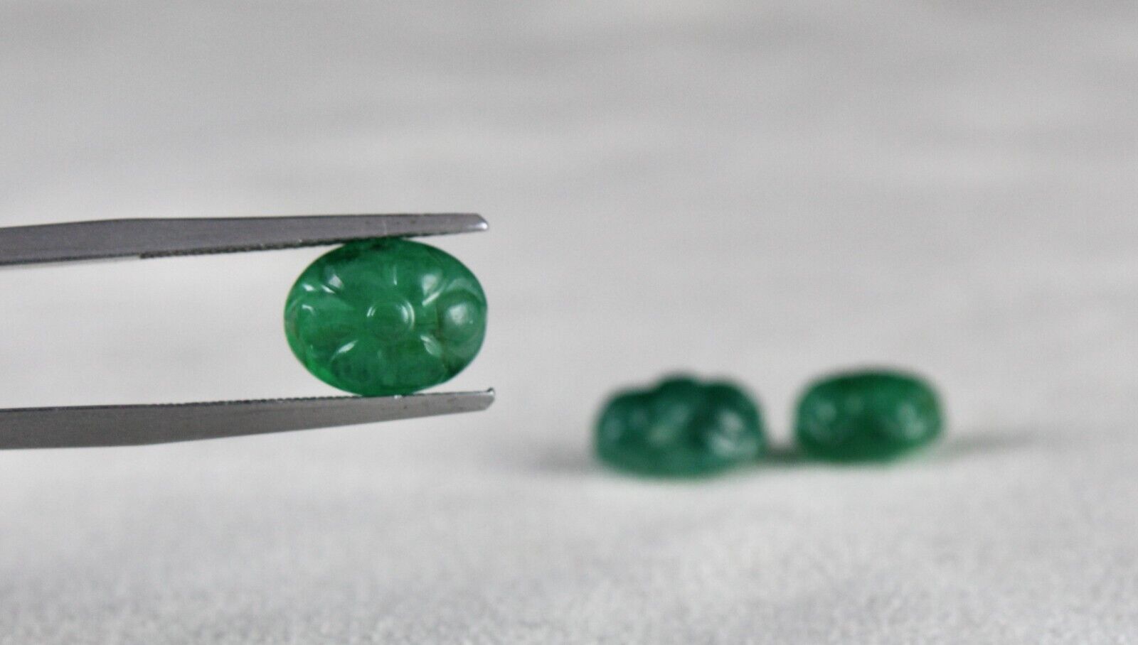 NATURAL ZAMBIA EMERALD CARVED CABOCHON 3 PC 11.72 CT GEMSTONE FOR RING EARRING